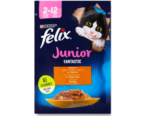 Корм для кошенят Felix Fantastic Junior з куркою в желе 85 г Purina