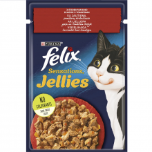 Корм для котов Felix Sensations Jellies с говядиной и томатами в желе 85 г Purina