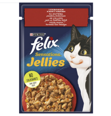 Корм для котів Felix Sensations Jellies з яловичиною та томатами в желе 85 г Purina