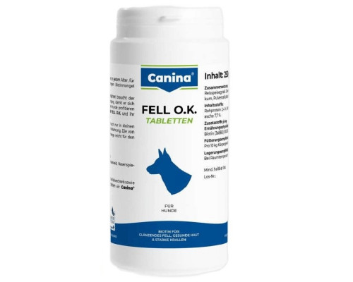 Таблетки для собак Fell O.K. добавка с биотином для здоровья шерсти №125 Canina