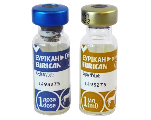 Вакцина для собак Эурикан DHPPi + L multi от парагриппа типа 2 и лептоспироза 2 флакона 1 доза Merial