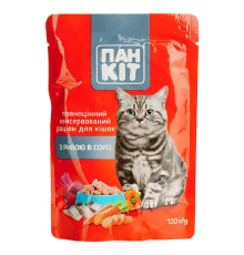 Корм для котів із соковитою рибою в соусі 100 г Пан Кот