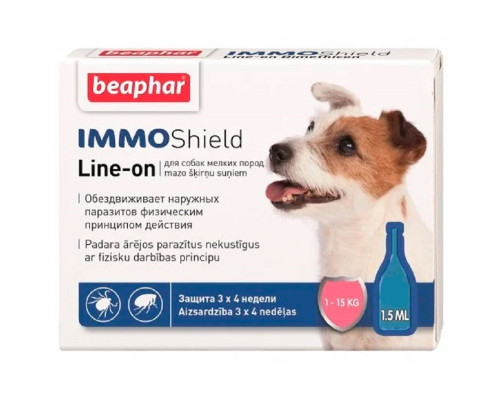 Капли для собак 1-15 кг Immo Shield Line-on for Small Dogs антипаразитные с диметиконом 1 ампула Beaphar