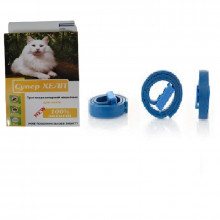 Ошейник противопаразитарный Супер ХЕЛП 35 см синий для котов Круг