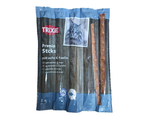 Ласощі для котів Premio Stick Quintett c лососем і фореллю 5 шт по 5 г Trixie 42725