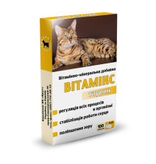 Таблетки для котів Вітамікс Таурин вітамінно-мінеральна добавка з таурином №100 Круг