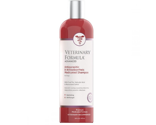 Шампунь для собак Antiparasitic & Antiseborrheic Medicated Shampoo антипаразитарный и антисеборейный 473 мл Veterinary Formula