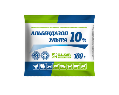 Альбендазол Ультра 10% 100 г порошок антигельминтный O.L.KAR