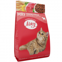 Сухой корм для взрослых котов красное мясо 1 кг Мяу
