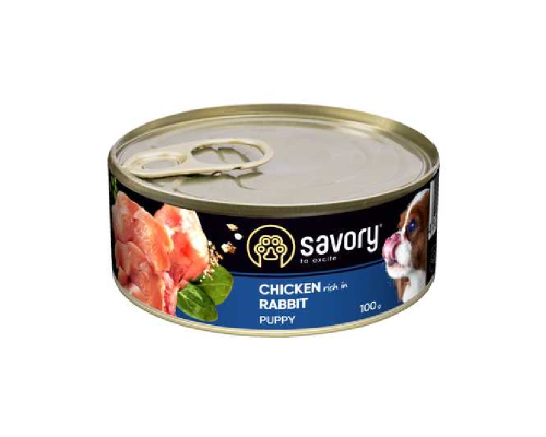 Корм для щенков влажный Сейвори SAVORY с кроликом 100 г