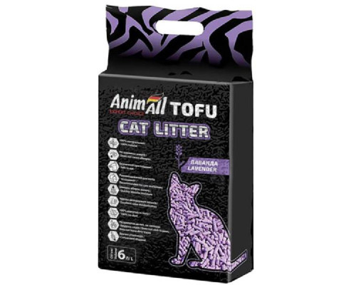 Наполнитель для кошачьего туалета Tofu соевый с ароматом лаванды 2,6 кг 6 л AnimAll