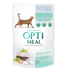Корм для котів Cod Fish and Vegetable з тріскою та овочами в желе 85 г Optimeal