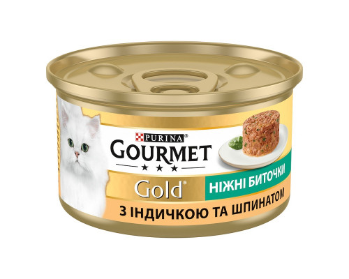 Корм для котів Gourmet Gold ніжні биточки з індичкою та шпинатом 85 г Purina