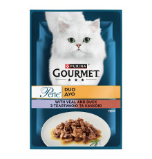 Корм для котів Gourmet Perle Duo з телятиною та качкою в підливі 85 г Purina