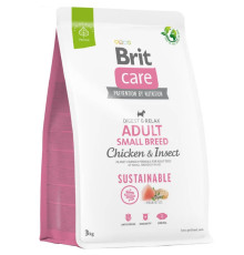 Сухий корм для собак до 10 кг Dog Sustainable Adult Small Breed з куркою та комахами 3 кг Brit Care