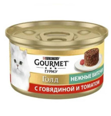 Корм для котів Gourmet Gold ніжні биточки з яловичиною та томатом 85 г Purina
