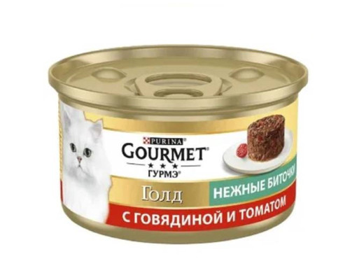 Корм для котів Gourmet Gold ніжні биточки з яловичиною та томатом 85 г Purina