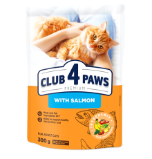 Сухий корм для дорослих котів Adult Cats Salmon з лососем 300 г Клуб 4 лапи