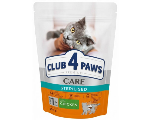 Сухий корм для стерилізованих котів Adult Cats Sterilised 300 г Клуб 4 лапи