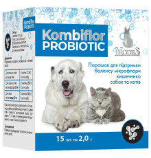 Порошок для собак і котів Kombiflor Probiotic пробіотик для підтримки мікрофлори кишечника 2 г №15 ModeS