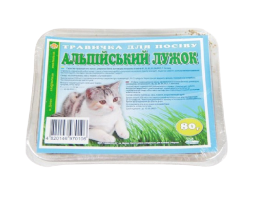 Трава для кошек в контейнере Альпийский лужок витаминная добавка 80 г Фауна