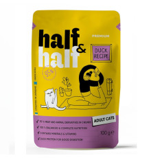 Корм для дорослих котів Half and Half шматочки з качкою в соусі 100 г Half&Half