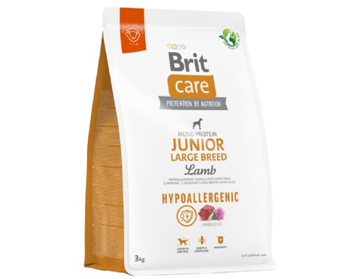 Сухой корм для щенков крупных пород Dog Hypoallergenic Junior Large Breed с ягненком 3 кг Brit Care