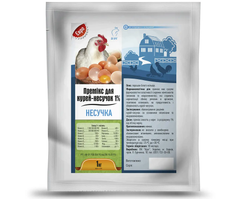 Премікс для курей-несучок Несучка євро кормова добавка 1 кг Круг