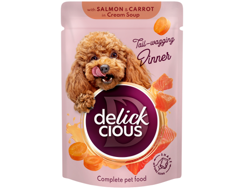 Корм для собак Salmon & Carrot in Cream Soup полоски с лососем и морковью в крем-супе 85 г Delickcious