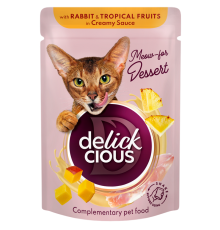 Корм для котів Rabbit & Tropical Fruits in Creamy Sauce пластівці з кроликом і тропічними фруктами у вершковому соусі 80 г Delickcious