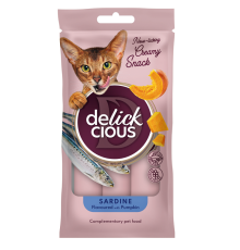 Ласощі для котів Sardine Flavoured with Pumpkin кремові ласощі сардина з додаванням гарбуза 4 шт*15 г Delickcious