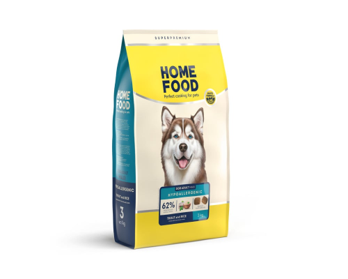 Корм д/соб Home Food  Adult Maxi  для взрослых собак крупных пород Гиппоалергенный форель с рисом 3кг