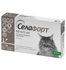 Краплі для котів 7,6-10 кг Селафорт від бліх та кліщів №1 KRKA