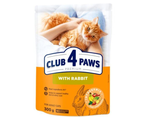 Сухой корм для котов Adult Cats Rabbit с кроликом 300 г Клуб 4 лапы