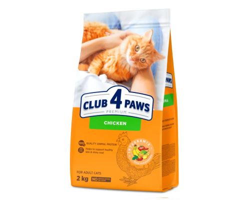 Сухой корм для взрослых котов Premium Adult Cats Chicken с курицей 2 кг Клуб 4 лапы