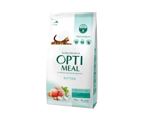 Сухой корм для котят с курицей 1,5 кг Optimeal