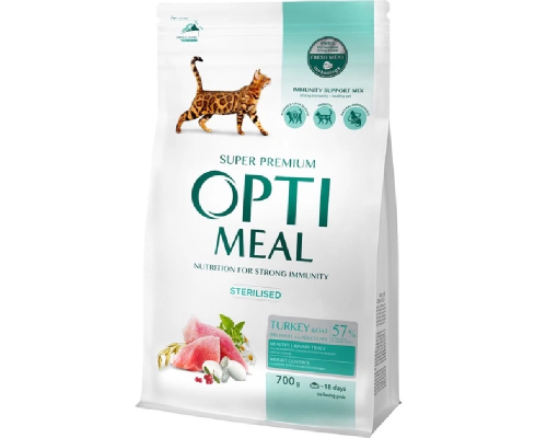 Сухой корм для стерилизованных котов Adult Cat Sterilised Turkey and OAT индейка и овес 700 г Optimeal