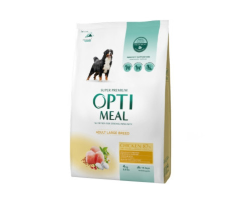 OPTIMEAL корм для собак сухой больших  пород с курицей 4 кг