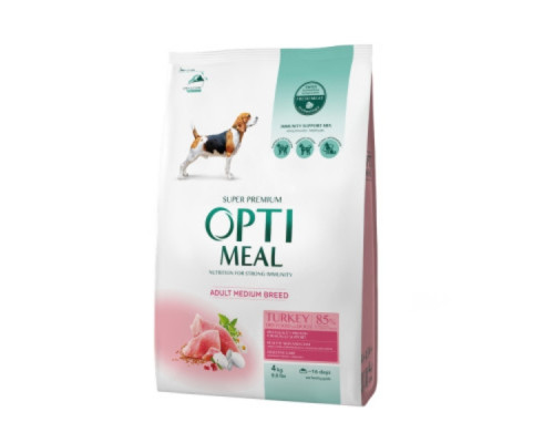 Сухой корм для собак средних пород Adult Dogs Medium с индейкой 4 кг Optimeal