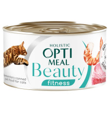 Корм для котів Beauty Fitness зі смугастим тунцем і креветками в соусі 70 г Optimeal 
