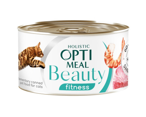 Корм для котов Beauty Fitness с полосатым тунцом и креветками в соусе 70 г Optimeal