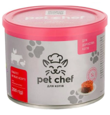 Корм м'ясний асорті для дорослих котів паштет 200 г Pet Chef