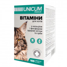 Витамины Уникум премиум UNICUM premium для кошек зубы и кости 100 таб 50г