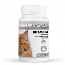 Вітаміни UNICUM premium для котів, здорова шерсть та шкіра 100 таб, 50 г