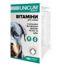 Вітаміни Унікум преміум UNICUM premium для собак зуби і кістки 100 таблеток 100 г