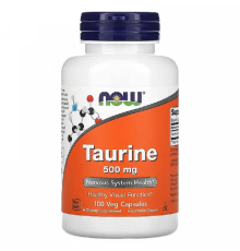 Таблетки Taurine 500 мг вітамінізована дієтична добавка №100 Now Foods