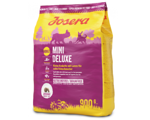 Сухой корм для собак мелких пород с чувствительным пищеварением MiniDeluxe с мясом ягненка 900 г Josera