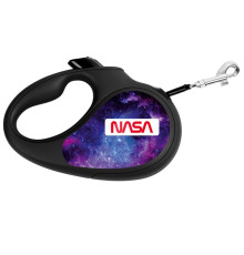 Повідець-рулетка для собак до 25 кг Waudog R-leash NASA21 зі світловідбивною стрічкою чорний розмір M 5 м Collar