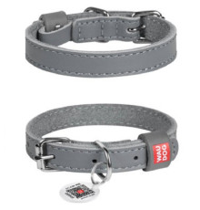 Нашийник для собак Waudog classic натуральна шкіра Ш 12 мм Д 19-25 см сірий Collar