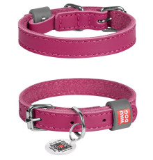 Нашийник для собак Waudog classic натуральна шкіра Ш 12 мм Д 21-29 см рожевий Collar